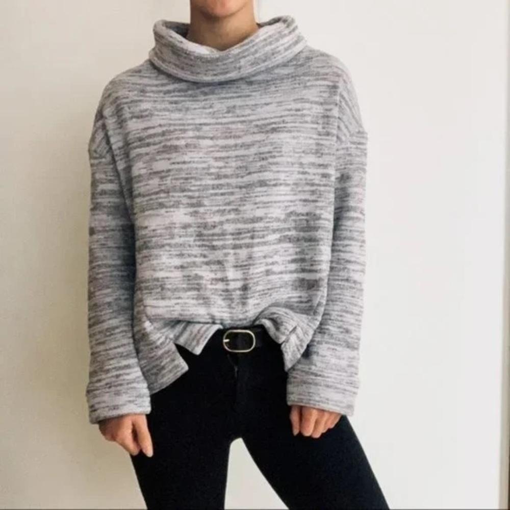 Anthropologie Saturday Sunday Space Dye Cowl Neck Hi Low Pullover Sweater